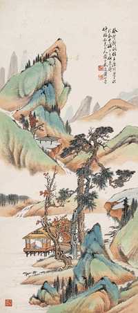 黄山寿 癸卯（1903）年作 秋山碧水 立轴